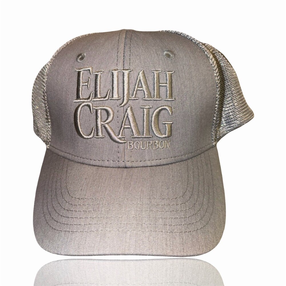 Elijah Craig Bourbon Trucker Hat Gray Snapback Embroidered Logo One Size